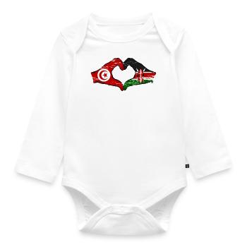 Tunisie Kenya drapeau mains coeur utilisé - Body Bébé bio manches longues - blanc - Devant