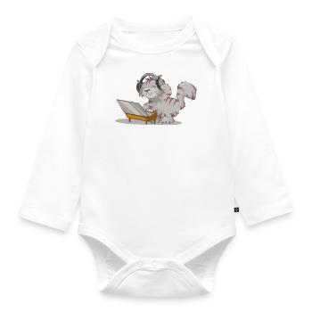 Bremen Town Musicians: DJ Kitty Beats - Organic Longsleeve Baby Bodysuit - white - Front