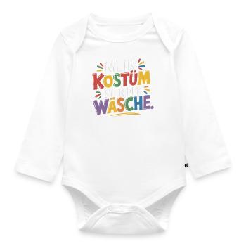 Mein Kostüm ist in der Wäsche Karneval Fasching - Baby Bio-Langarm-Body - Weiß - Vorne