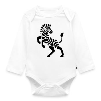 Zebra Silhouette Art Piece Minimal Design - Organic Longsleeve Baby Bodysuit - white - Front