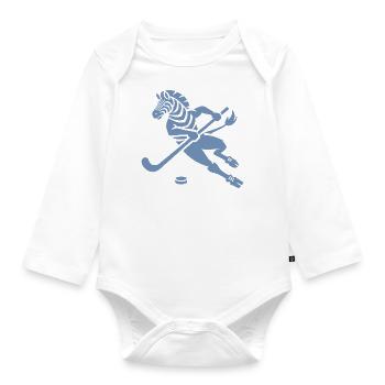 Minimalistisches Zebra Eishockey Silhouette - Organic Longsleeve Baby Bodysuit - white - Front