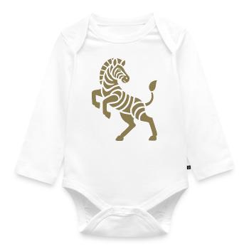 Zebra Silhouette Art Piece Minimal Design - Organic Longsleeve Baby Bodysuit - white - Front