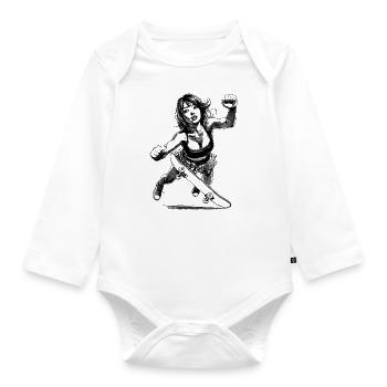 Crash & Rise – Skaterin T-Shirt - Baby Bio-Langarm-Body - Weiß - Vorne