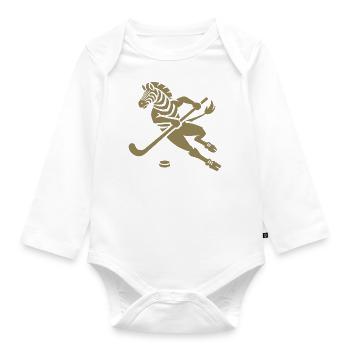 Minimalistisches Zebra Eishockey Silhouette - Baby Bio-Langarm-Body - Weiß - Vorne