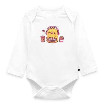 Cute Gamer Chick Loves Playing Video Games Funny - Organic Longsleeve Baby Bodysuit - white - Front