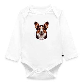 Visage de chien - Cardigan Welsh Corgi - Body Bébé bio manches longues - blanc - Devant