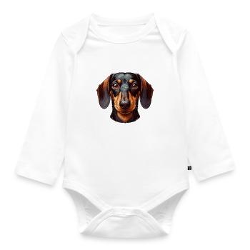 Visage de chien - Teckel - Body Bébé bio manches longues - blanc - Devant