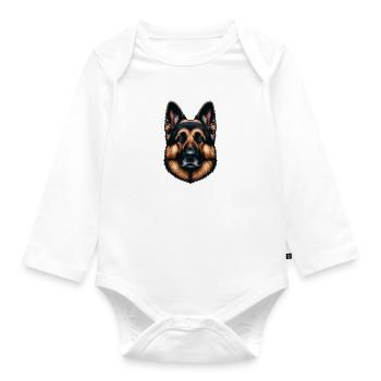 Visage de chien - Berger allemand - Body Bébé bio manches longues - blanc - Devant