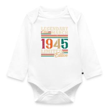 Vintage 1945 Mars Cadeau Anniversaire Rétro - Body Bébé bio manches longues - blanc - Devant