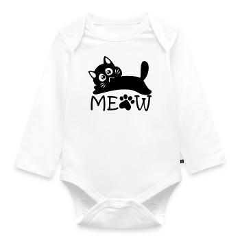 Dramatisches Miauen - Baby Bio-Langarm-Body - Weiß - Vorne
