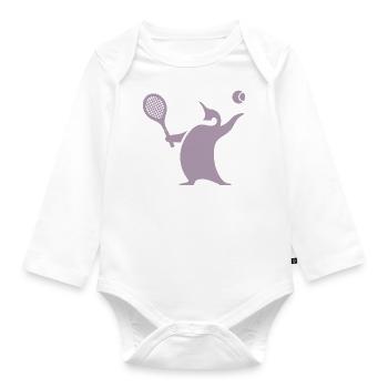 Pinguin Tennisspieler Silhouette Minimalistisch - Baby Bio-Langarm-Body - Weiß - Vorne