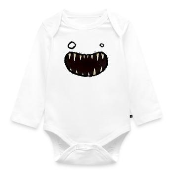 aaargh 03 Bouche de monstre - Body Bébé bio manches longues - blanc - Devant