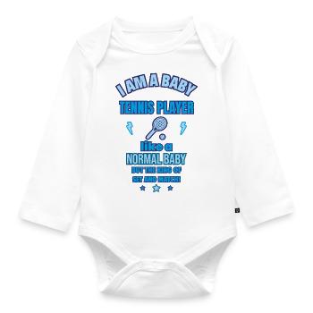 Baby Tennisspieler Lustiges Geburtsgeschenk - Baby Bio-Langarm-Body - Weiß - Vorne