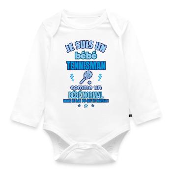 Bébé Tennisman Cadeau de naissance drôle - Body Bébé bio manches longues - blanc - Devant