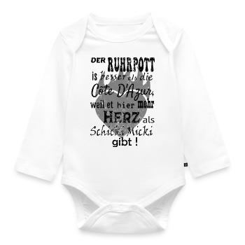 Ruhrpott Schicki micki Dialekt Shirt Hoodie - Baby Bio-Langarm-Body - Weiß - Vorne