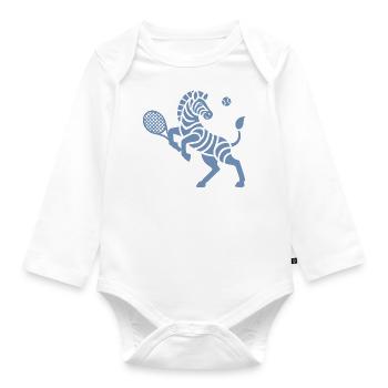 Zebra Tennis Silhouette Design minimaliste - Body Bébé bio manches longues - blanc - Devant
