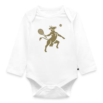 Cow Tennis Balloon Silhouette Minimalist - Organic Longsleeve Baby Bodysuit - white - Front