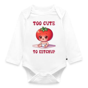 Too cute to ketchup - Organic Longsleeve Baby Bodysuit - white - Front