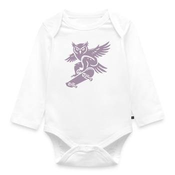 Harfang des neiges Skateboard Silhouette Minimaliste - Body Bébé bio manches longues - blanc - Devant