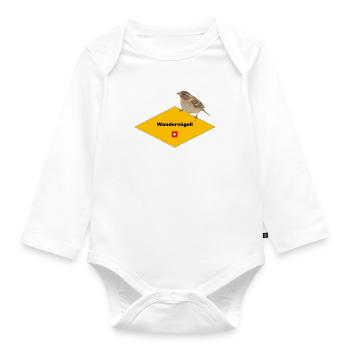 Wandervögeli – Schweizer Funshirt für Wanderfans - Baby Bio-Langarm-Body - Weiß - Vorne