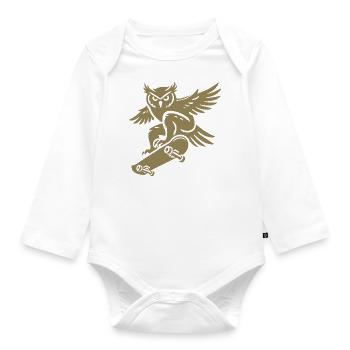 Harfang des neiges Skateboard Silhouette Minimaliste - Body Bébé bio manches longues - blanc - Devant