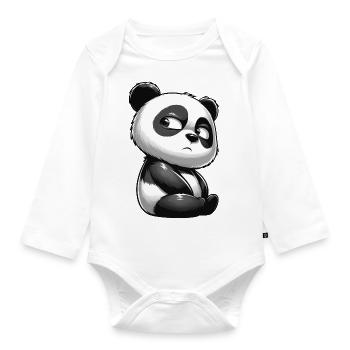 Sceptique Panda Dessin animé Mignon Doute - Body Bébé bio manches longues - blanc - Devant