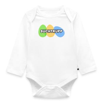 Oster Suchtrupp grün/gelb/blau neutral, Junge - Baby Bio-Langarm-Body - Weiß - Vorne