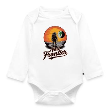 Space - Moon View - The - Organic Longsleeve Baby Bodysuit - white - Front