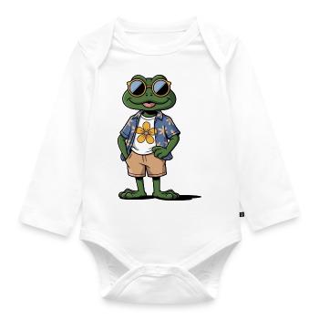 Lustiger Sommerfrosch - Baby Bio-Langarm-Body - Weiß - Vorne