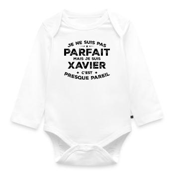 Xavier Un Prénom, Une Attitude L’Humour Xavier - Body Bébé bio manches longues - blanc - Devant