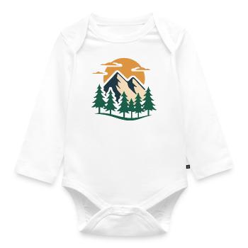 Evergreen Mountain Adventure Design - Baby Bio-Langarm-Body - Weiß - Vorne