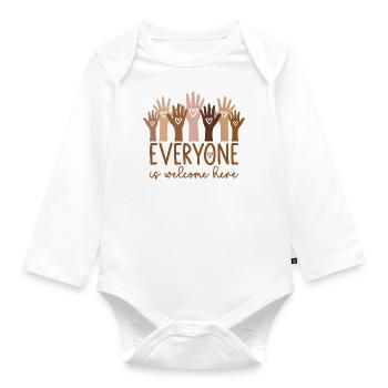 Everyone is welcome here - Organic Longsleeve Baby Bodysuit - white - Front