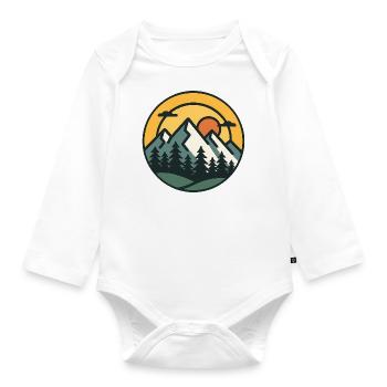 Berg Sonnenuntergang Abenteuer Kunst - Baby Bio-Langarm-Body - Weiß - Vorne