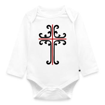 Cross Ornament - Organic Longsleeve Baby Bodysuit - white - Front