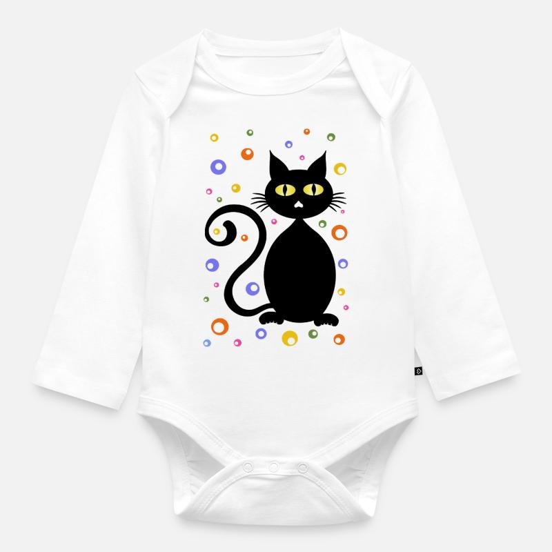 Chat - Body Bébé bio manches longues - blanc