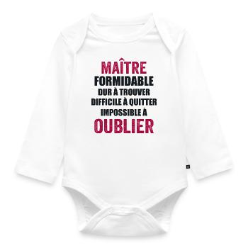 Geschenk zum Jahresende Schullehrer-Geschenk - Baby Bio-Langarm-Body - Weiß - Vorne