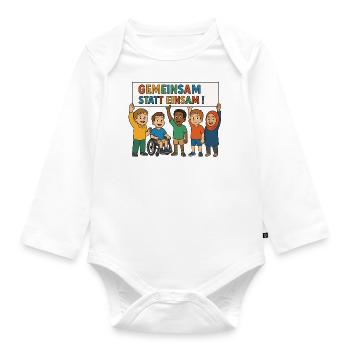 Gemeinsam statt einsam - Baby Bio-Langarm-Body - Weiß - Vorne