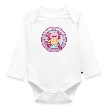 Cute Axolotl Roller Skating Skate A Lotl Funny Pun - Organic Longsleeve Baby Bodysuit - white - Front