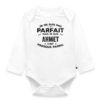 Ahmet – Un Prénom, Une Légende Drôle et Fière - Body Bébé bio manches longues - blanc - Devant