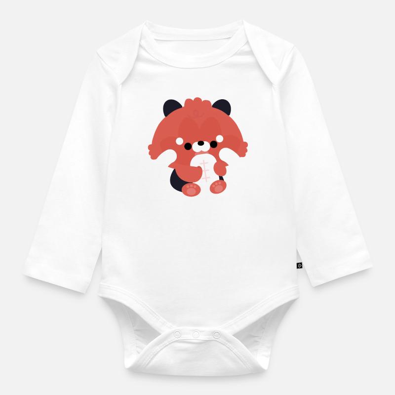 Bambino Panda Rosso - Body ecologico per neonato a manica lunga - bianco