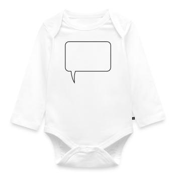 Sprechblase Rechteck Design - Baby Bio-Langarm-Body - Weiß - Vorne