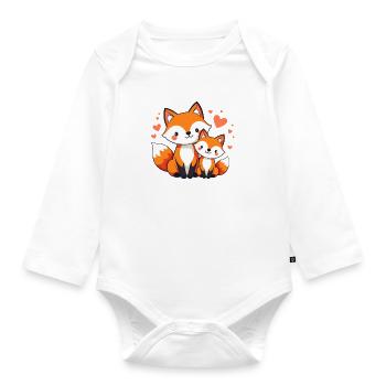 Ich bin jetzt eine Große Schwester Fuchs Füchse - Baby Bio-Langarm-Body - Weiß - Vorne