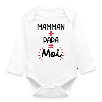 Maman + Papa = Moi – Amour en Petit Format - Body Bébé bio manches longues - blanc - Devant
