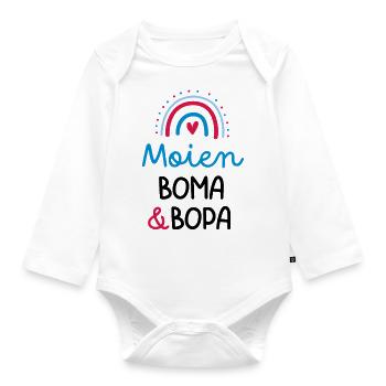 Moien Boma & Bopa – Bébé des grands-parents - Body Bébé bio manches longues - blanc - Devant