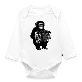 Concertina Monkey Accordion Monkey - Organic Longsleeve Baby Bodysuit - white - Front