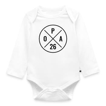 Opa 2026 - Baby Ankündigung - Nachwuchs - Opa 26 - Baby Bio-Langarm-Body - Weiß - Vorne