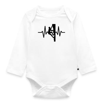Climbing heartbeat - Organic Longsleeve Baby Bodysuit - white - Front