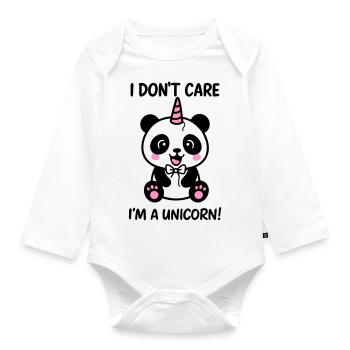 Panda Einhorn Ist mir egal, ich bin ein Einhorn - Baby Bio-Langarm-Body - Weiß - Vorne