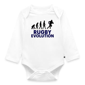Rugby Evolution Sport Motif - Organic Longsleeve Baby Bodysuit - white - Front