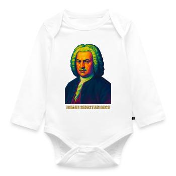 WPAP Polygon Porträt Johann Sebastian Bach - Baby Bio-Langarm-Body - Weiß - Vorne